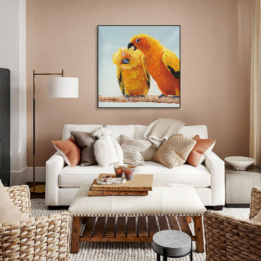 Golden Companions – Parrot Love Painting #I3724 Painting artwepaint 