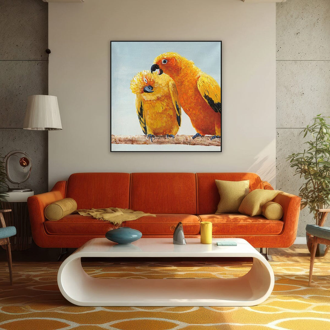 Golden Companions – Parrot Love Painting #I3724 Painting artwepaint 