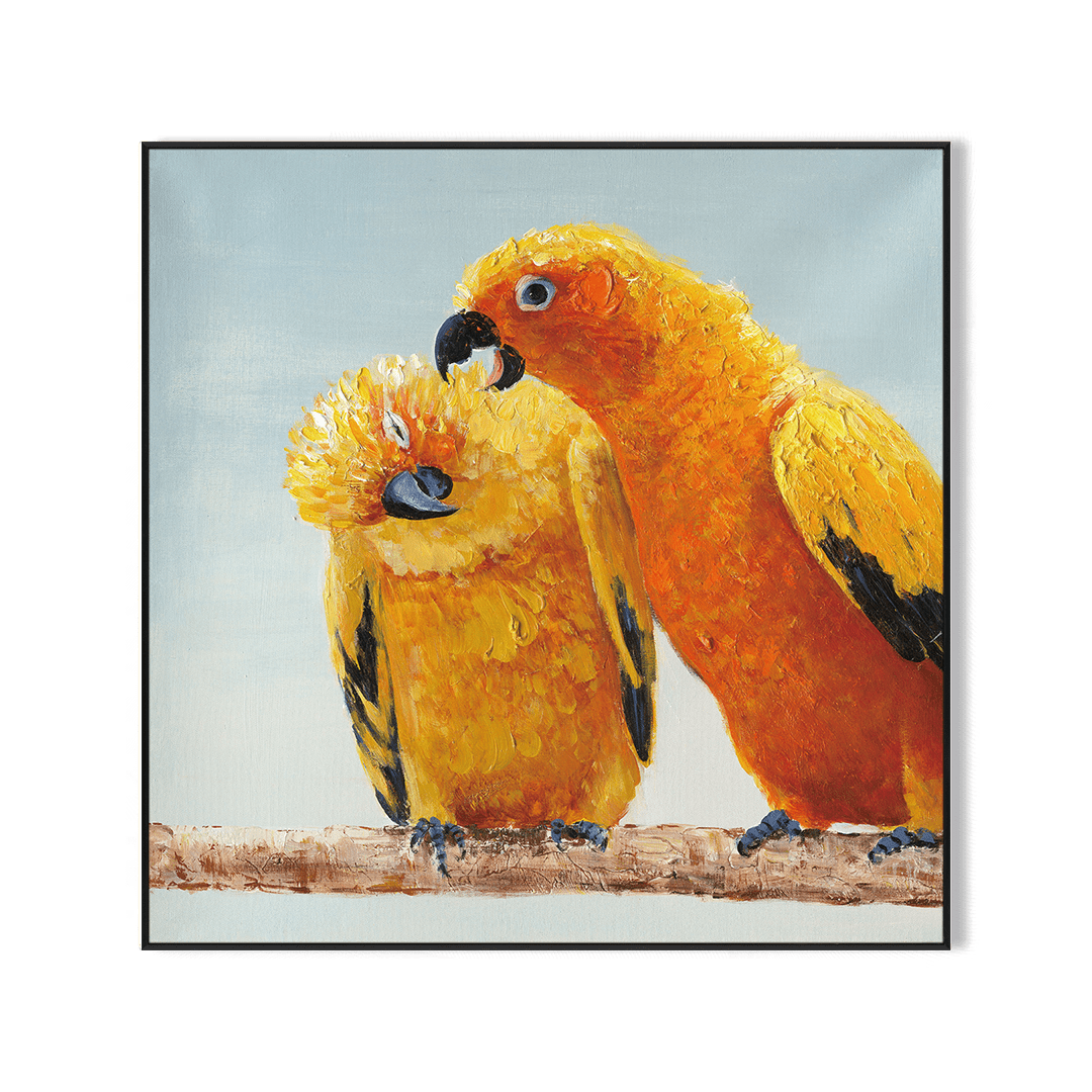 Golden Companions – Parrot Love Painting #I3724 Painting artwepaint 