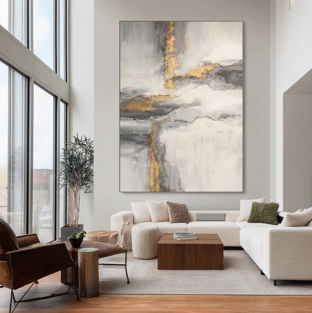 Golden Drift Grey Abstract Painting #awp108 Painting artwepaint 