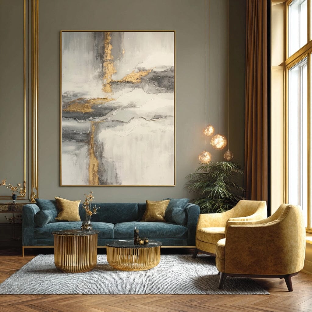 Golden Drift Grey Abstract Painting #awp108 Painting artwepaint 