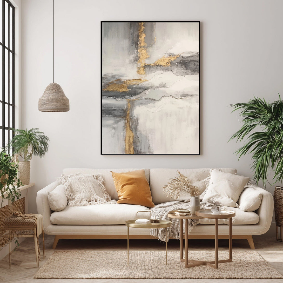 Golden Drift Grey Abstract Painting #awp108 Painting artwepaint 