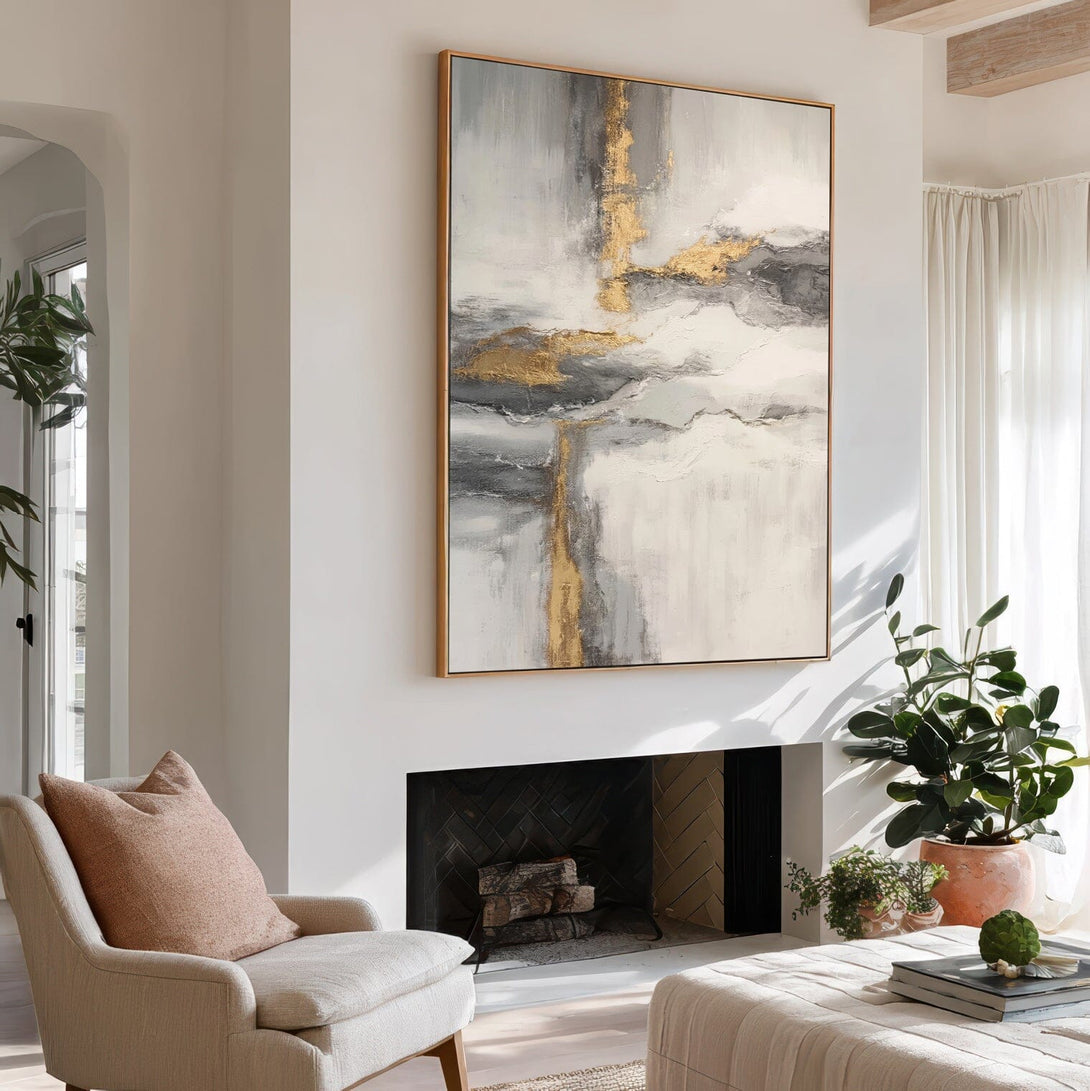 Golden Drift Grey Abstract Painting #awp108 Painting artwepaint 