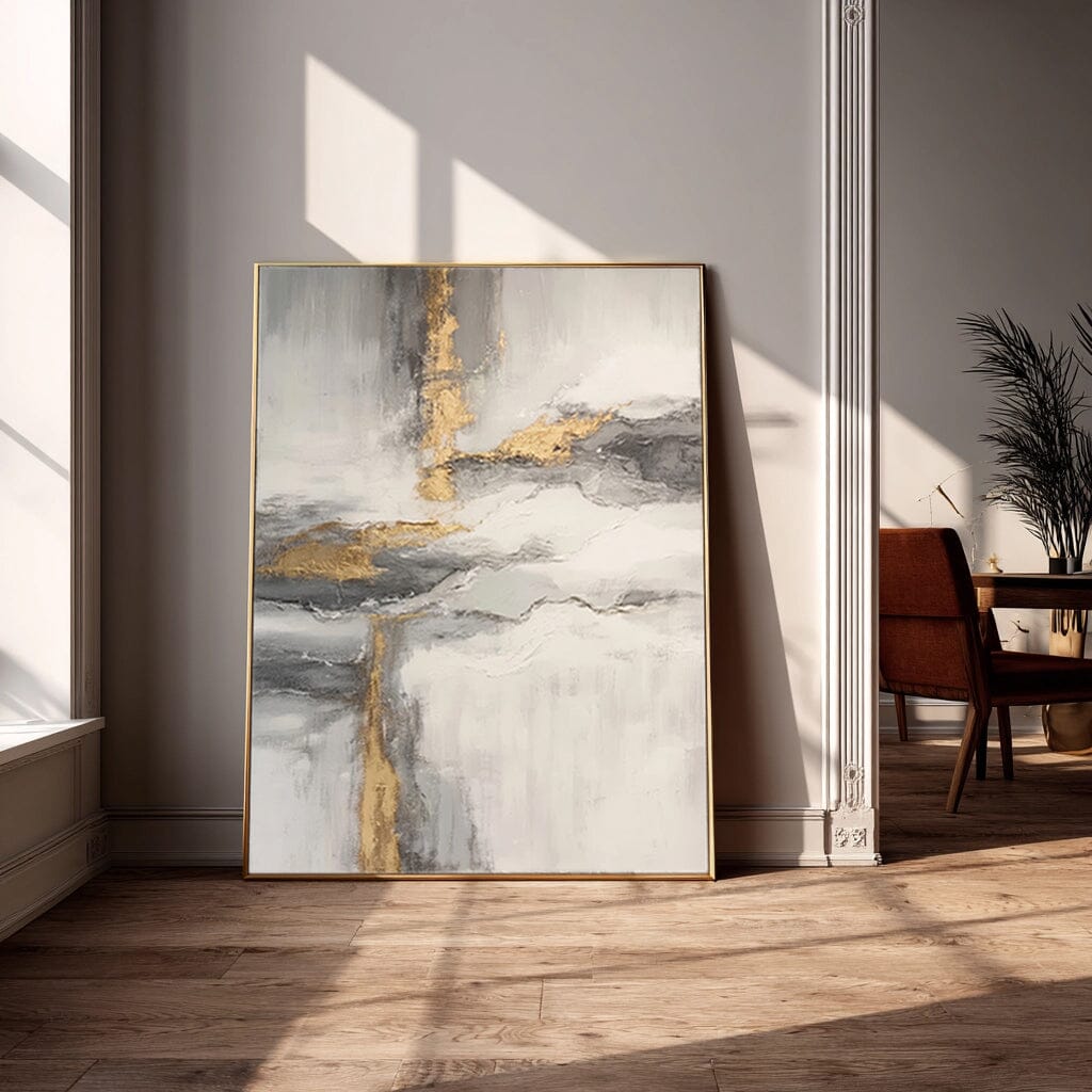 Golden Drift Grey Abstract Painting #awp108 Painting artwepaint 