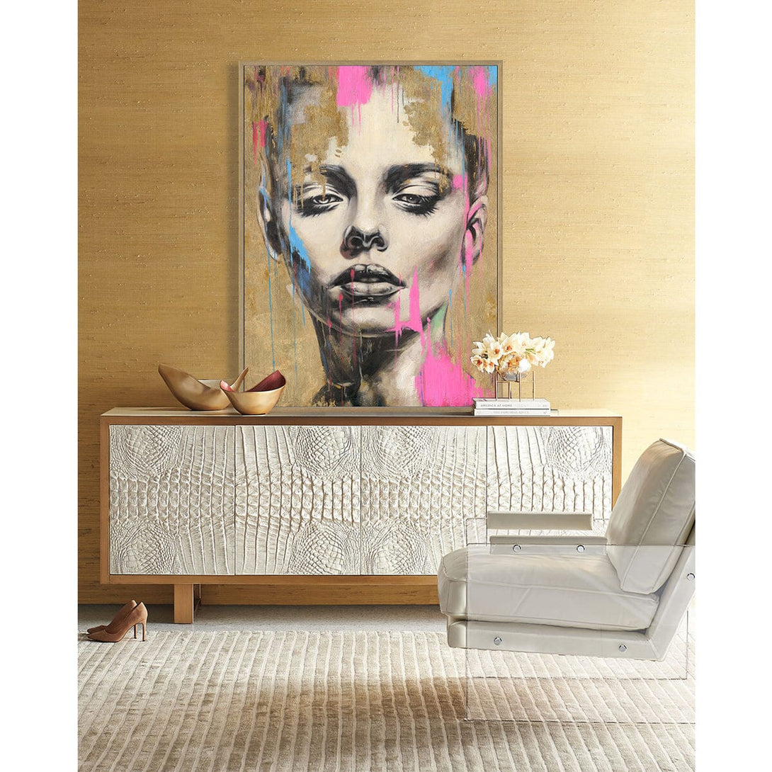 Golden Drips-Pink Abstract Portrait #P2632 Painting artwepaint 