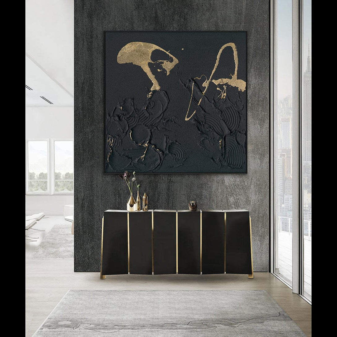 Golden Echo-Relief Black Abstract Painting #M2721 Painting artwepaint 
