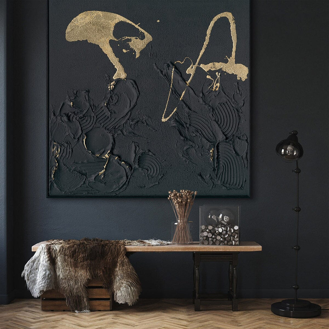 Golden Echo-Relief Black Abstract Painting #M2721 Painting artwepaint 