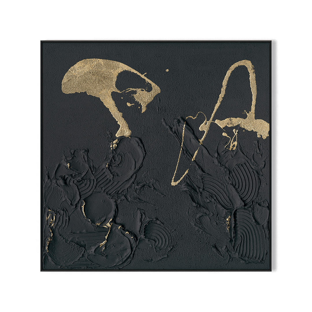 Golden Echo-Relief Black Abstract Painting #M2721 Painting artwepaint 