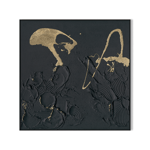 Golden Echo-Relief Black Abstract Painting #M2721 Painting artwepaint 