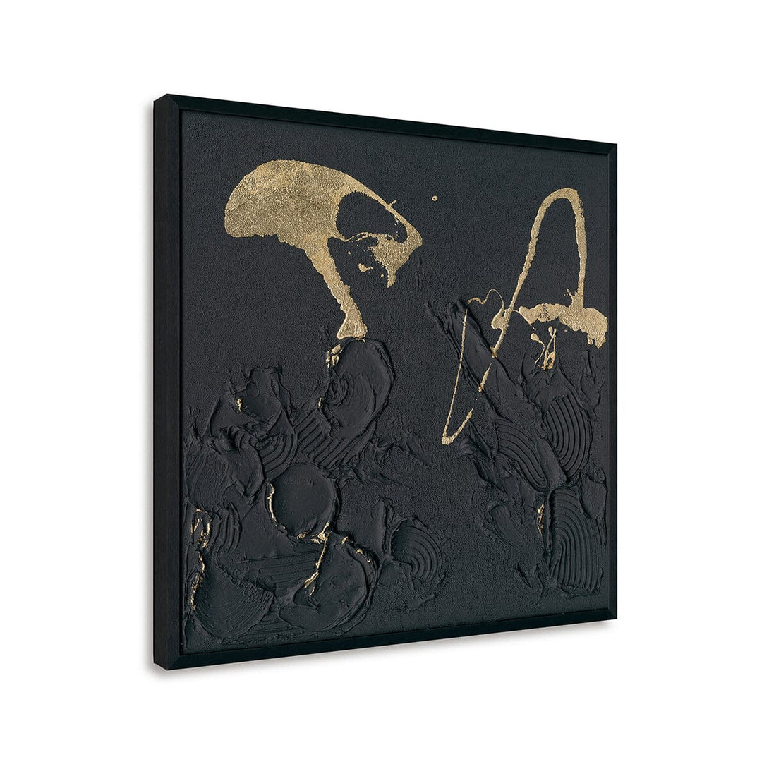 Golden Echo-Relief Black Abstract Painting #M2721 Painting artwepaint 