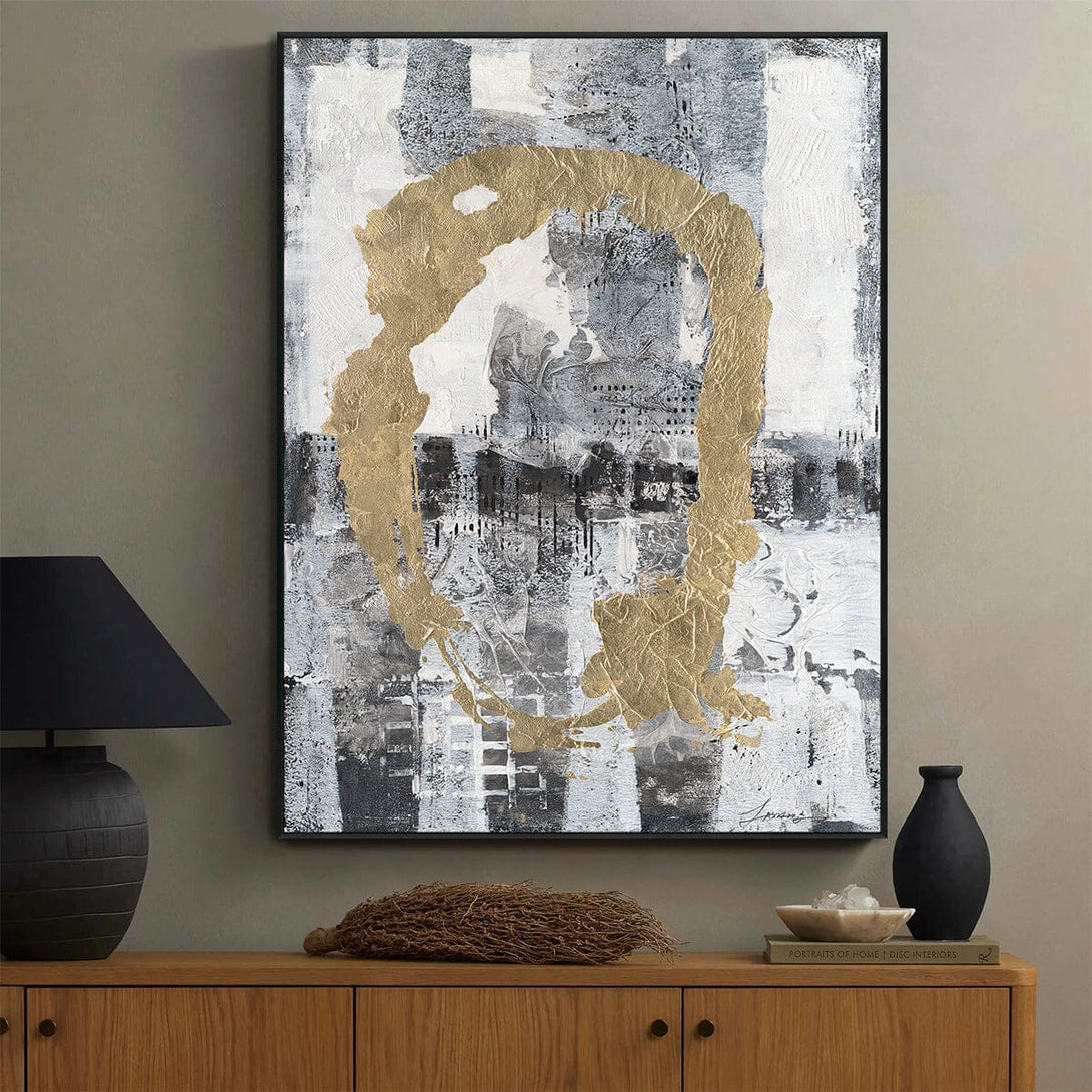 Golden Echo - Textured Grey Abstract Painting #M5594 Painting artwepaint 