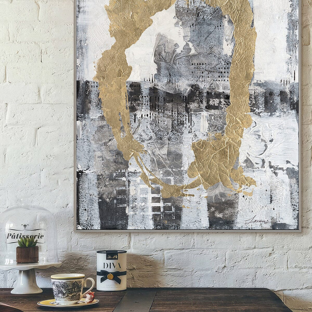 Golden Echo - Textured Grey Abstract Painting #M5594 Painting artwepaint 