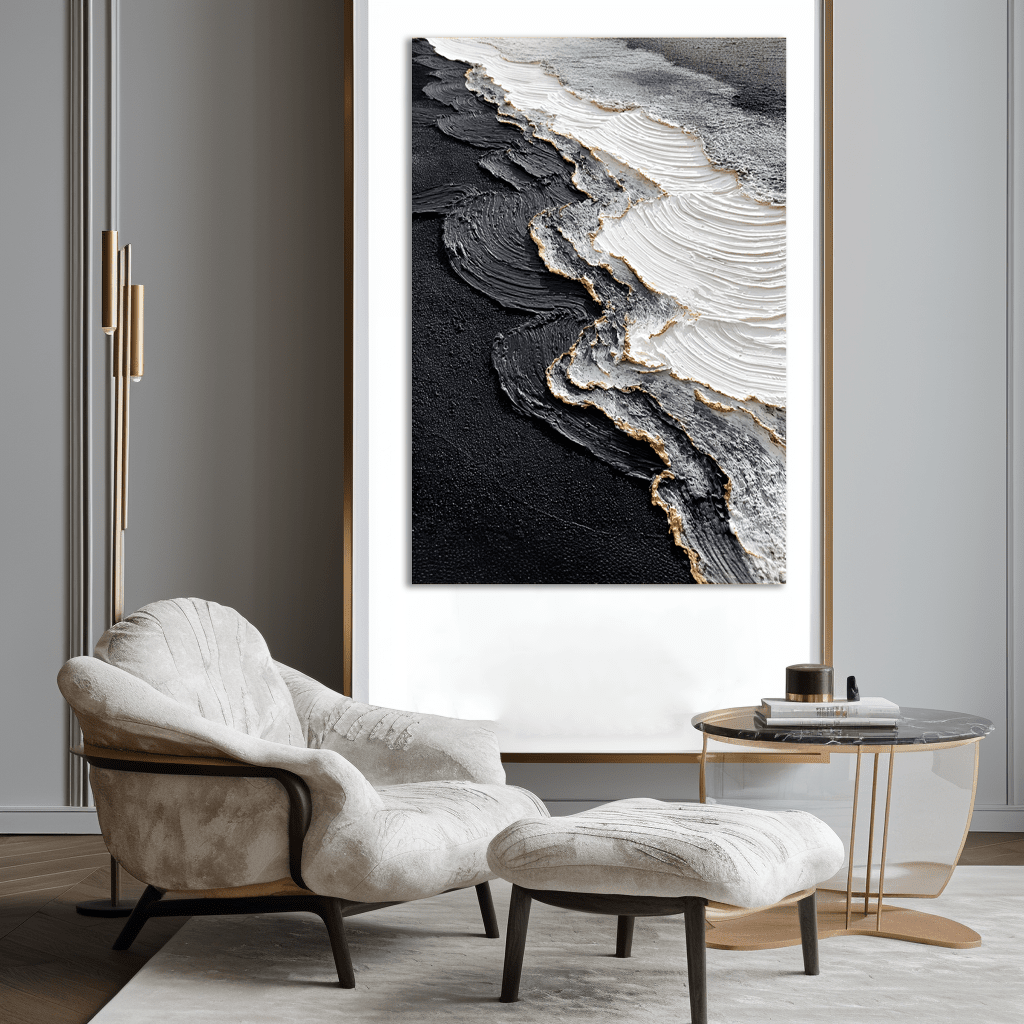 Golden Edge – Black and White Textured Abstract Painting #awp21 Painting artwepaint 