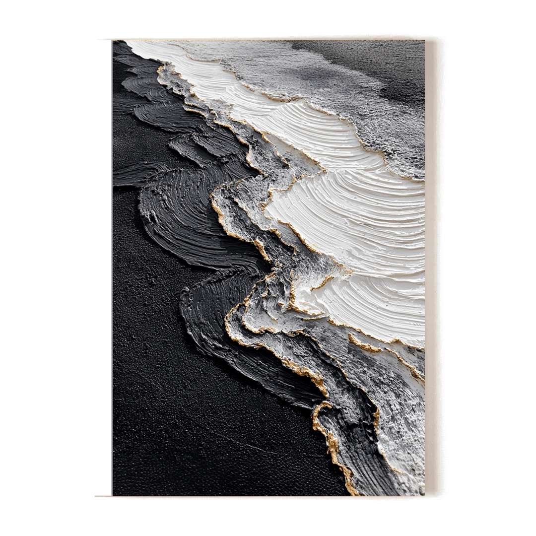 Golden Edge – Black and White Textured Abstract Painting #awp21 Painting artwepaint 