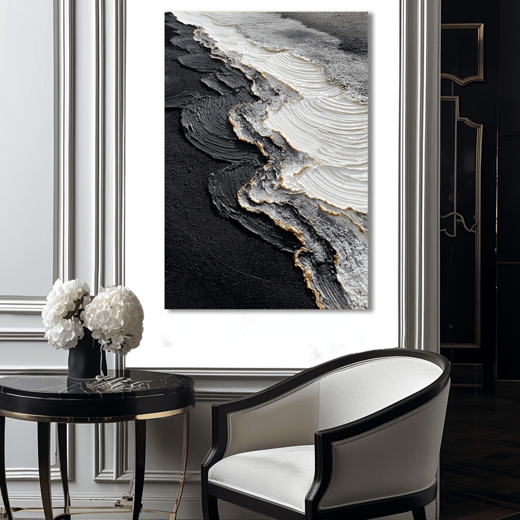 Golden Edge – Black and White Textured Abstract Painting #awp21 Painting artwepaint 
