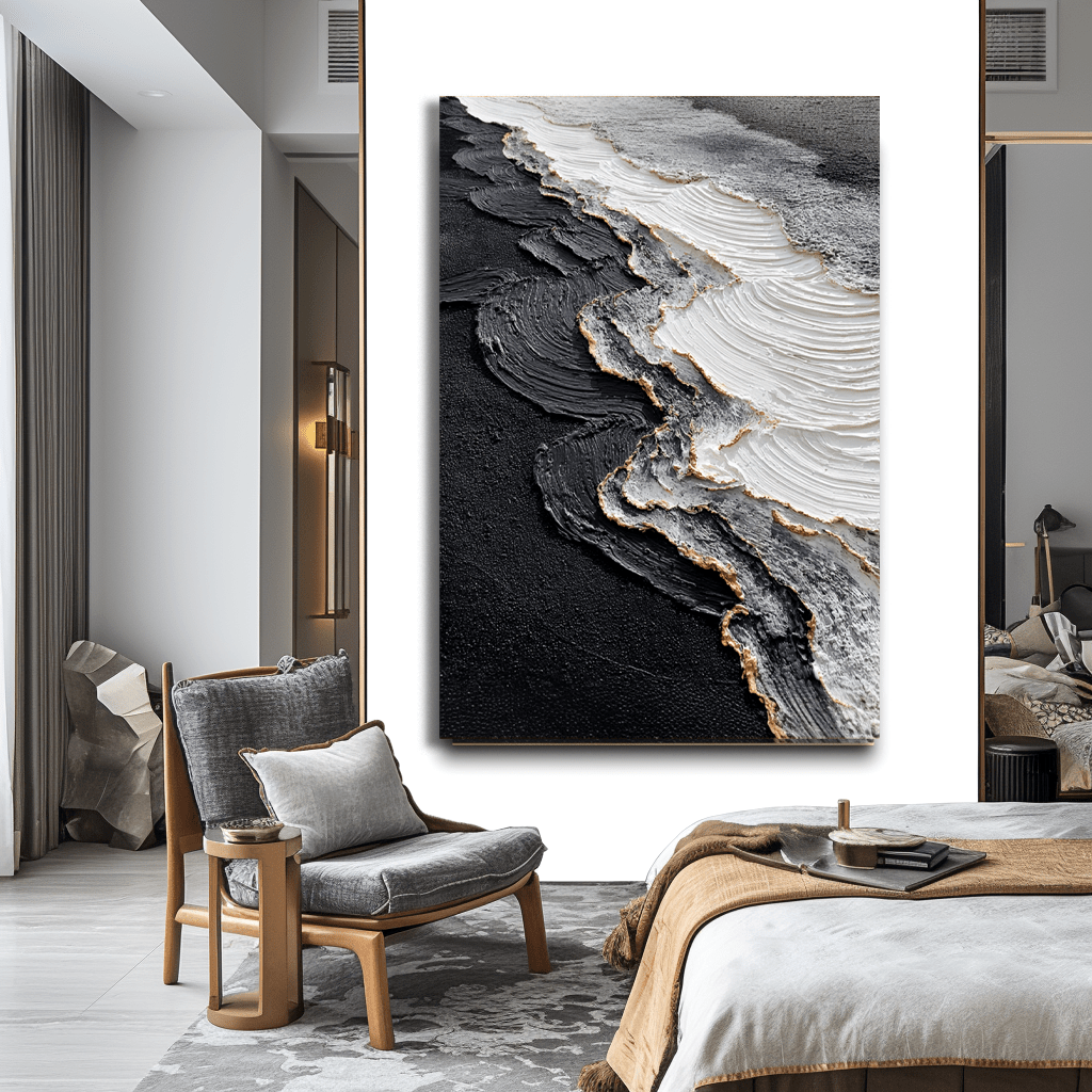 Golden Edge – Black and White Textured Abstract Painting #awp21 Painting artwepaint 