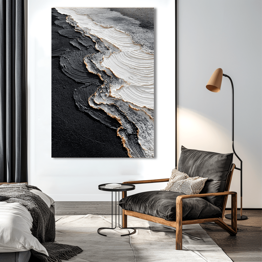 Golden Edge – Black and White Textured Abstract Painting #awp21 Painting artwepaint 