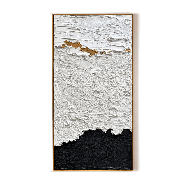 Golden Edge Harmony – Black and White Textured Abstract Painting #93042 Painting artwepaint 