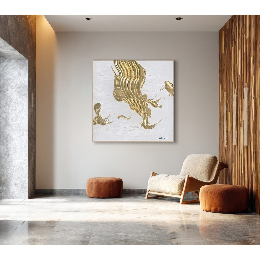 Golden Flow-White & Gold Abstract Painting #MM6011 Painting artwepaint 