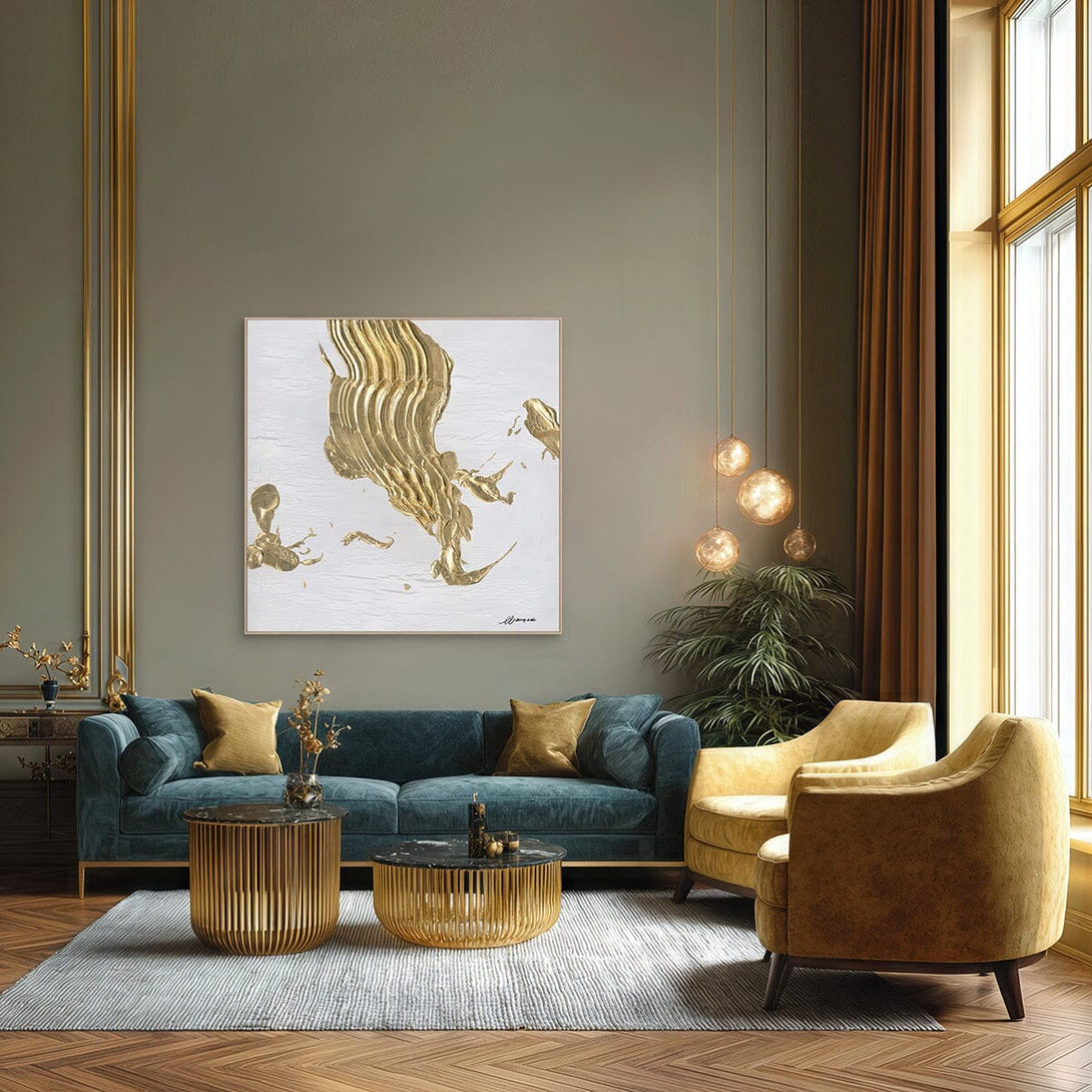 Golden Flow-White & Gold Abstract Painting #MM6011 Painting artwepaint 