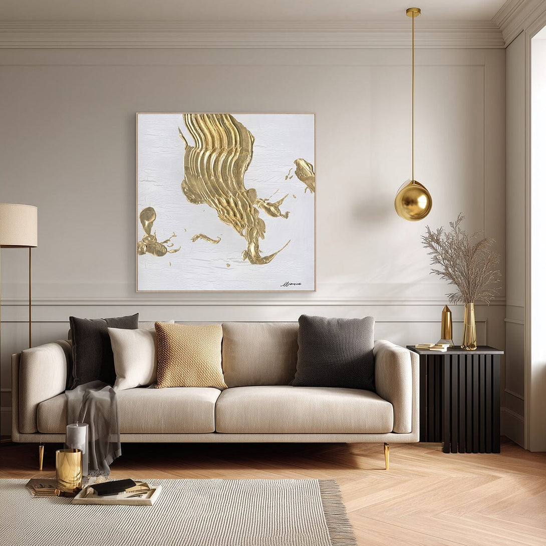 Golden Flow-White & Gold Abstract Painting #MM6011 Painting artwepaint 