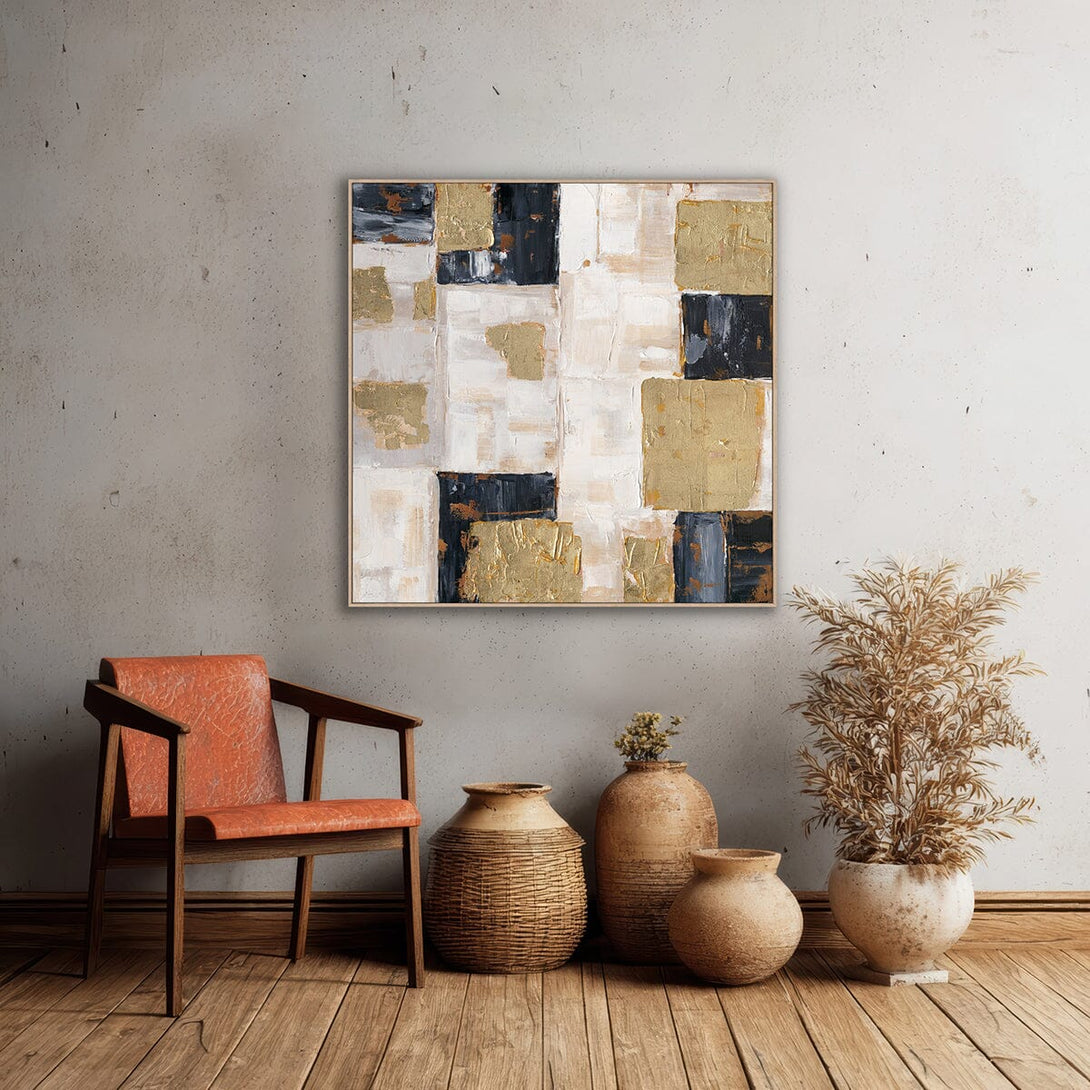 Golden Grid-Black & Gold Abstract Painting #P4695 Painting artwepaint 