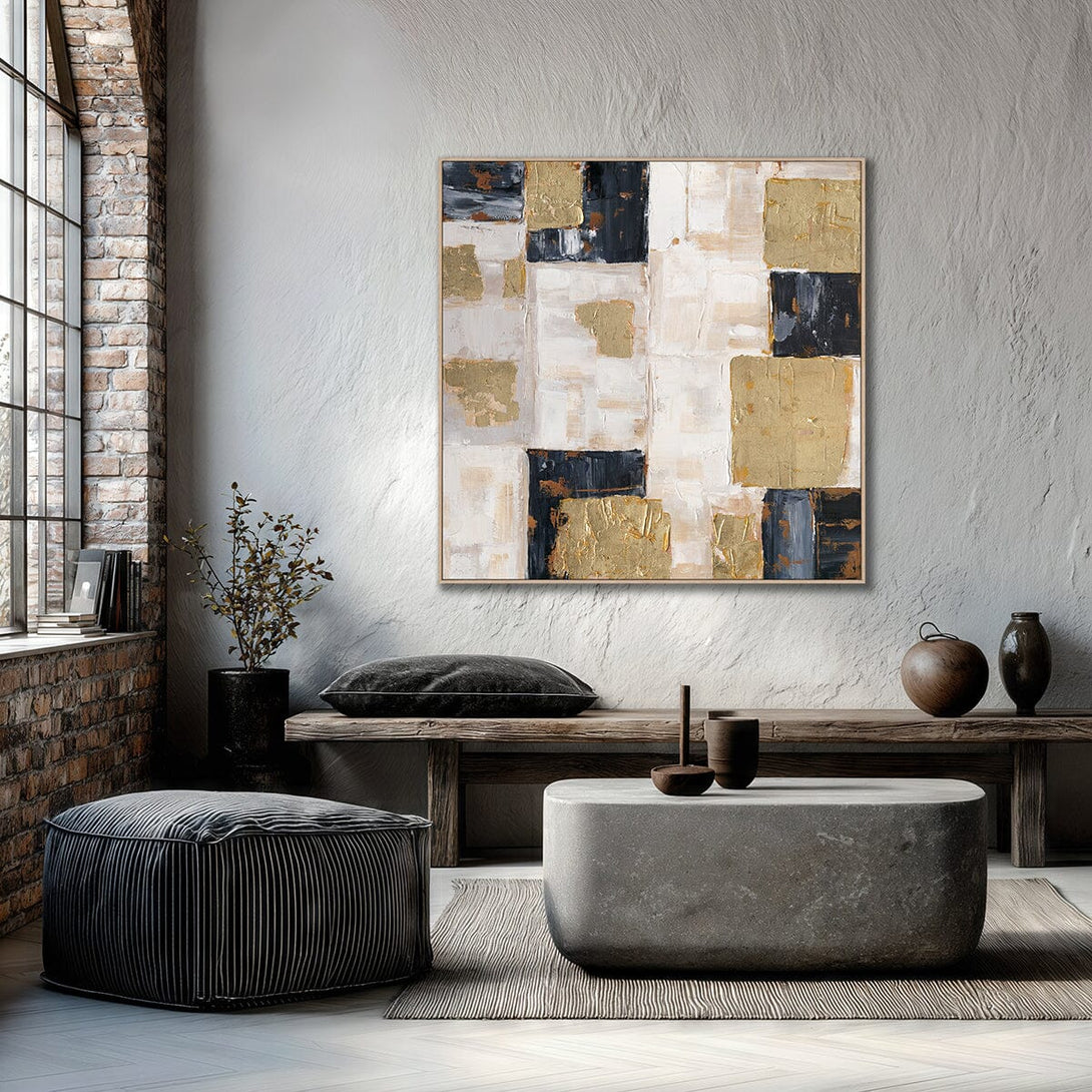 Golden Grid-Black & Gold Abstract Painting #P4695 Painting artwepaint 