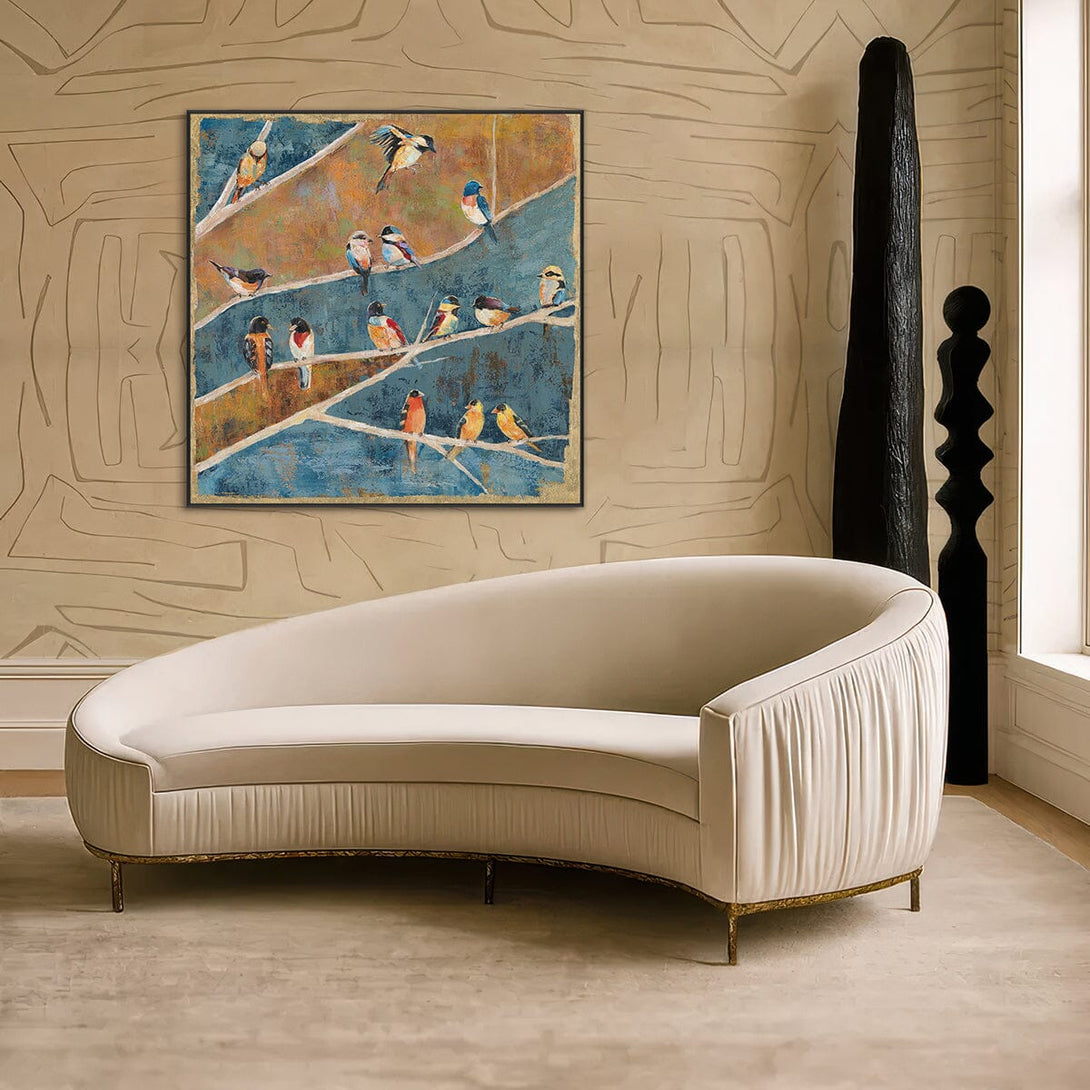 Golden Harmony - Perched Birds Art #M3552 Painting artwepaint 