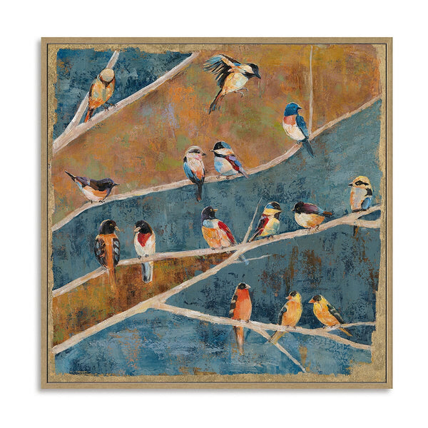 Golden Harmony - Perched Birds Art #M3552 Painting artwepaint 