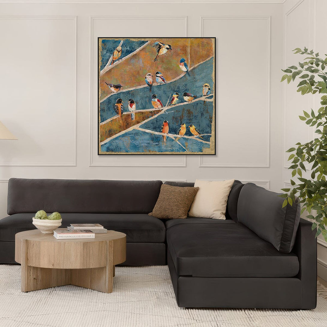 Golden Harmony - Perched Birds Art #M3552 Painting artwepaint 