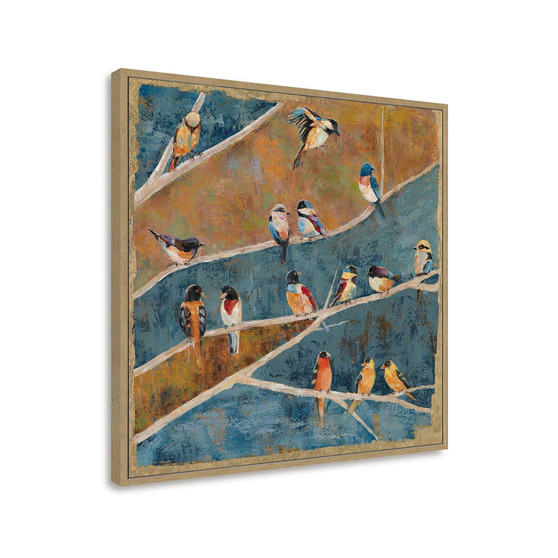 Golden Harmony - Perched Birds Art #M3552 Painting artwepaint 