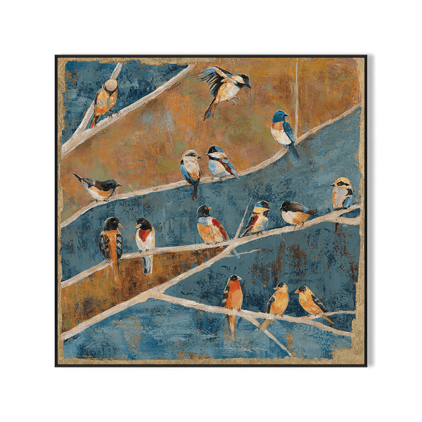 Golden Harmony - Perched Birds Art #M3552 Painting artwepaint 