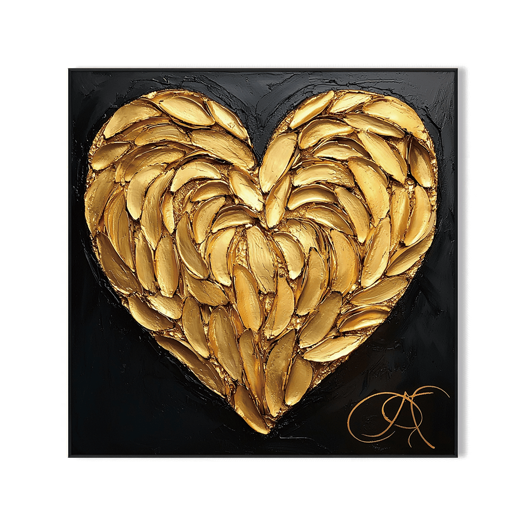 Golden Heart - Textured Love Painting #PIX8(166) Painting artwepaint 
