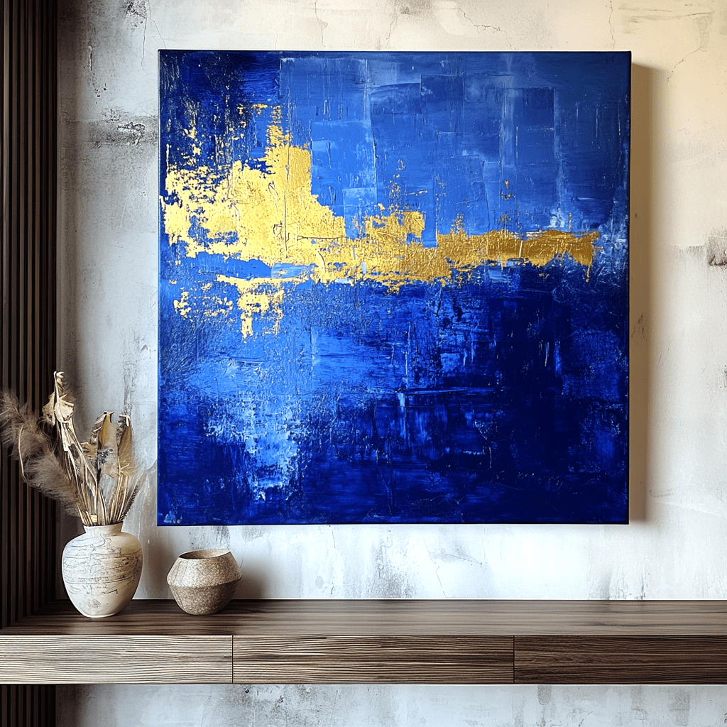 Golden Horizon – Blue Abstract Painting #83 Painting artwepaint 