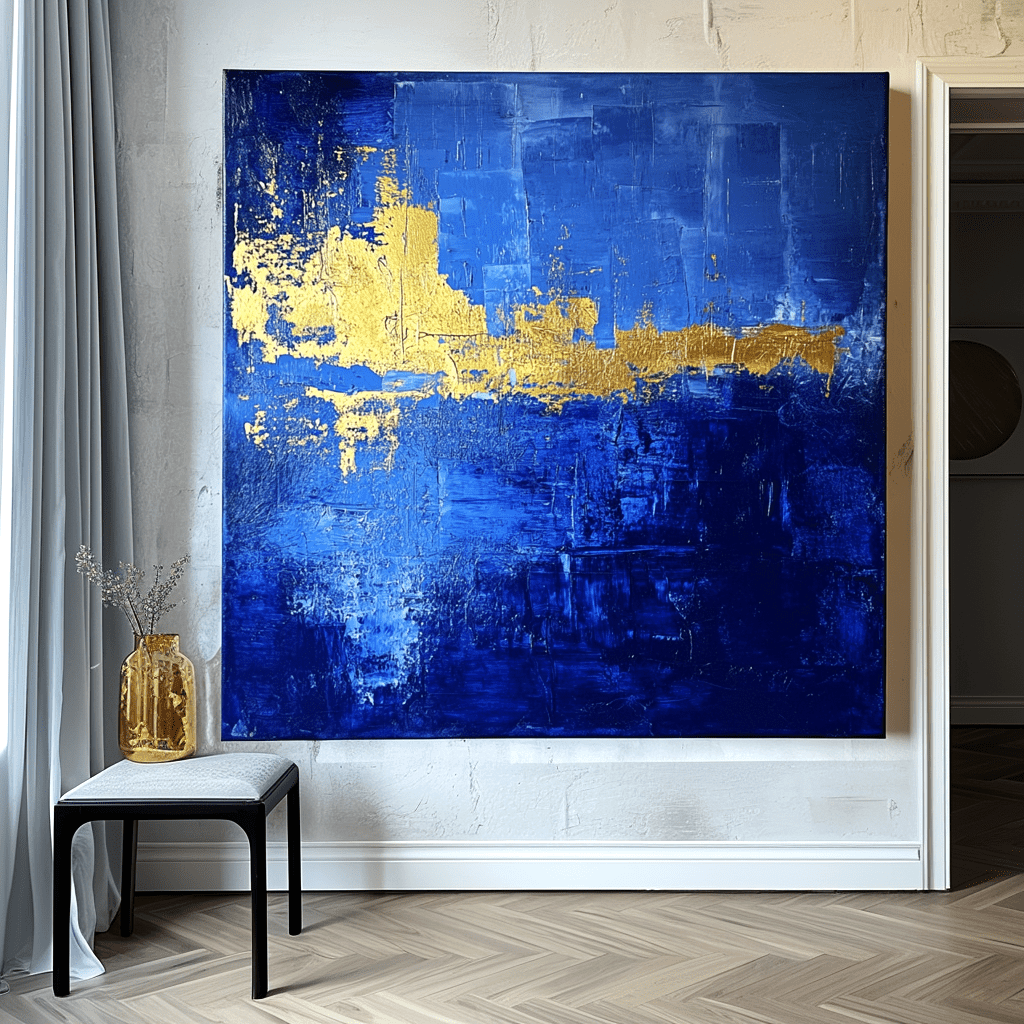 Golden Horizon – Blue Abstract Painting #83 Painting artwepaint 