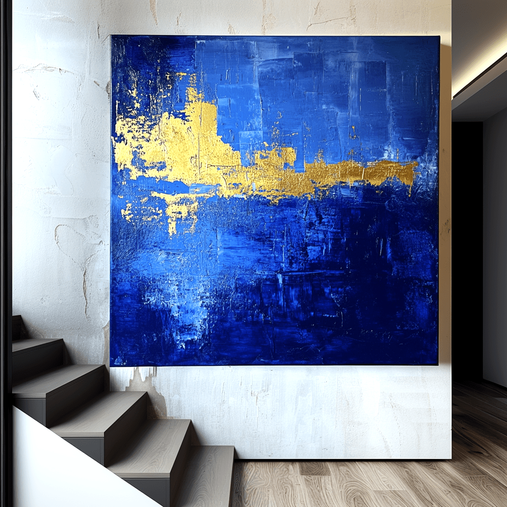 Golden Horizon – Blue Abstract Painting #83 Painting artwepaint 