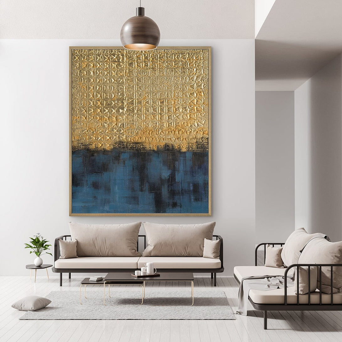 Golden Horizon - Blue & Gold Abstract #M4660 Painting artwepaint 