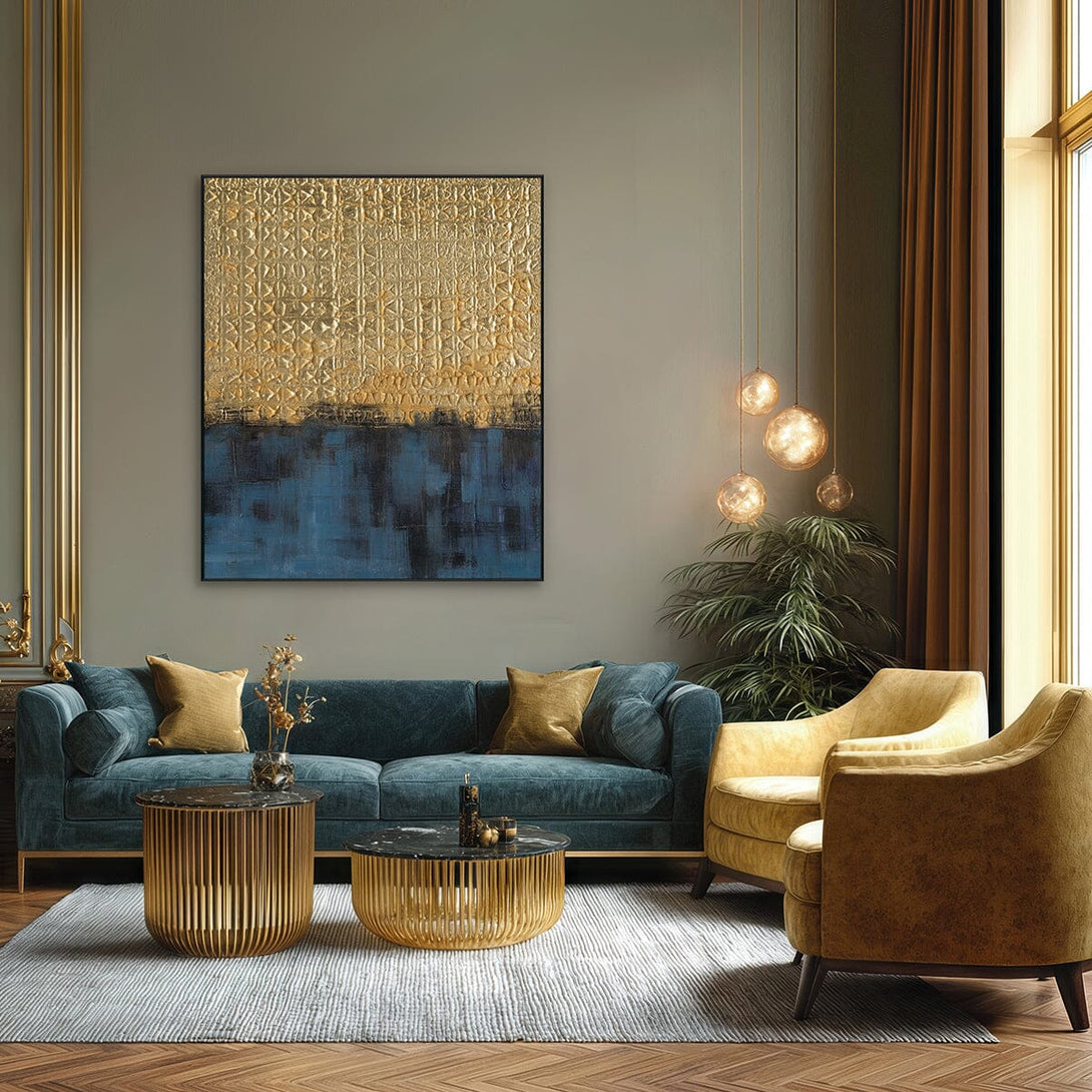 Golden Horizon - Blue & Gold Abstract #M4660 Painting artwepaint 