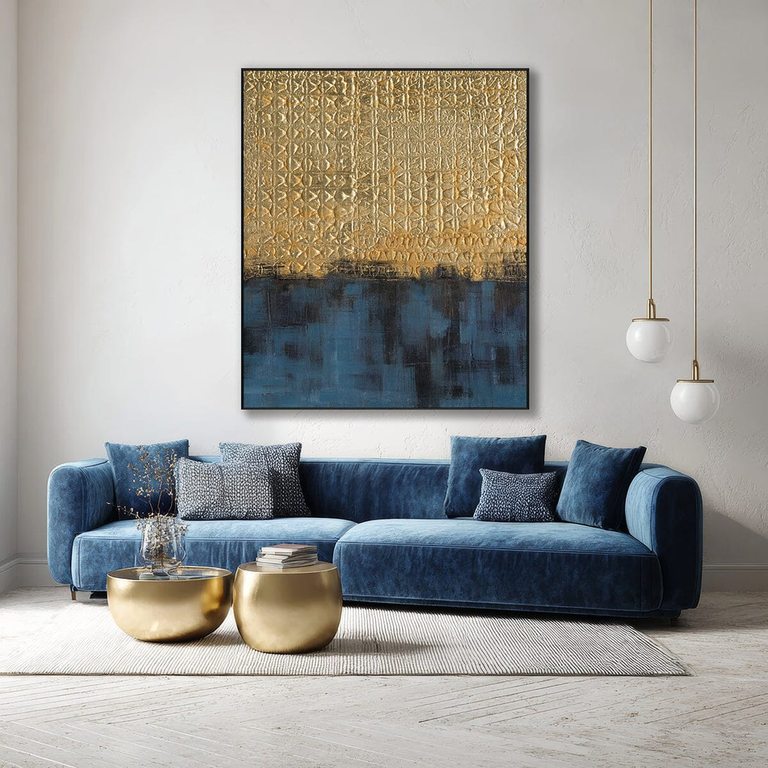 Golden Horizon - Blue & Gold Abstract #M4660 Painting artwepaint 