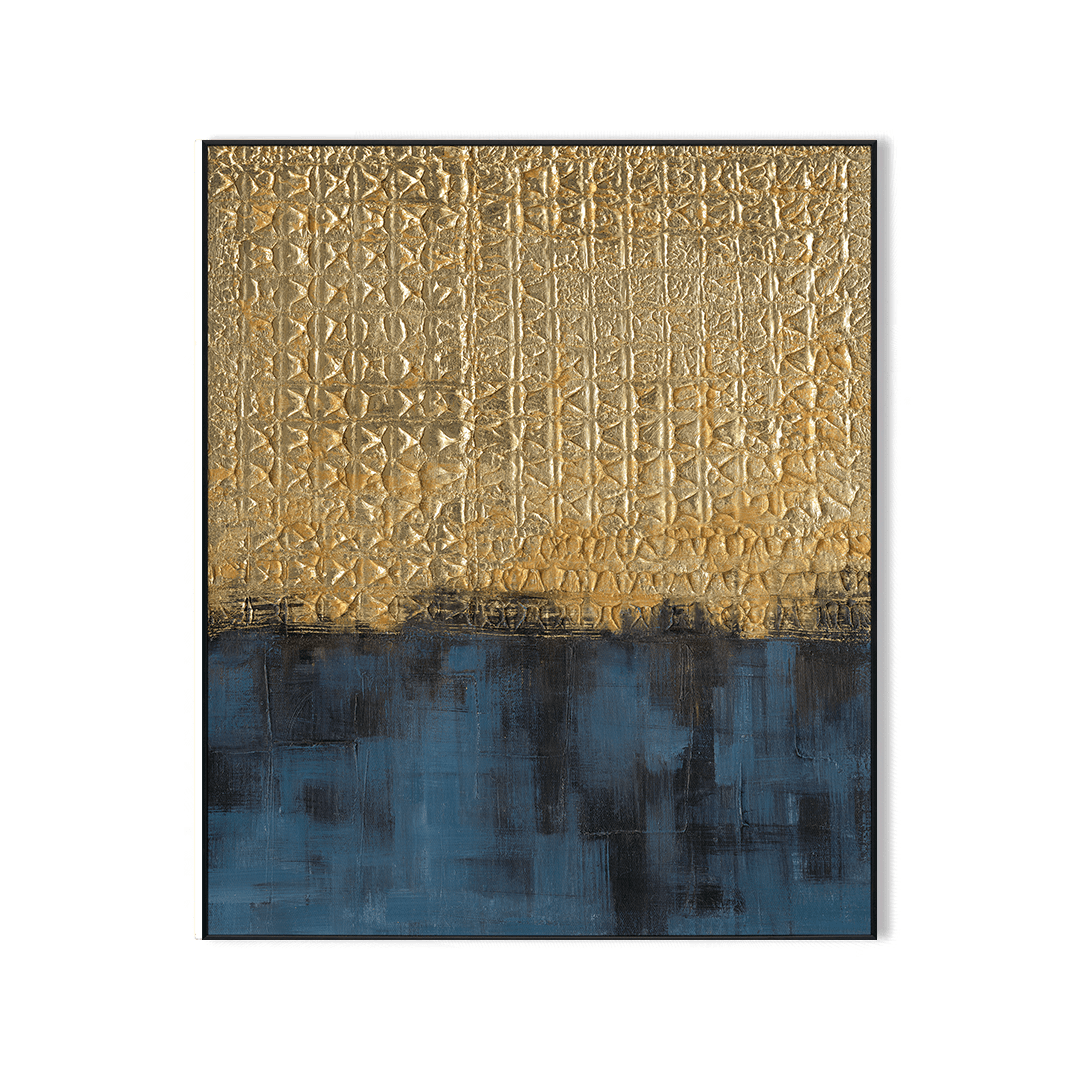 Golden Horizon - Blue & Gold Abstract #M4660 Painting artwepaint 