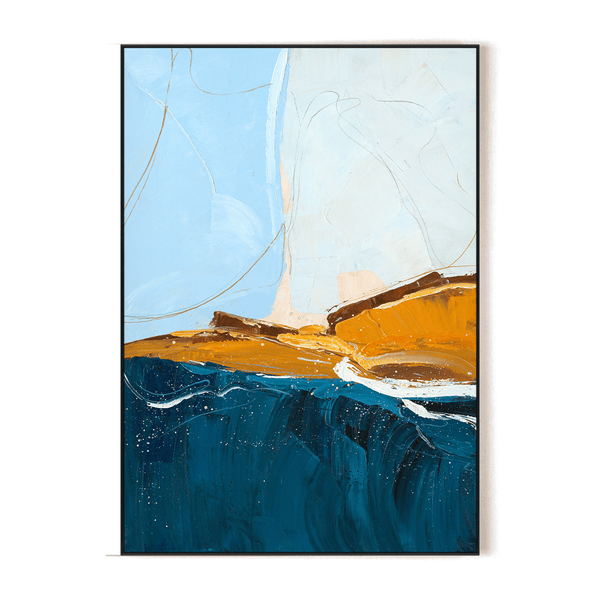 Golden Horizon-Blue & Ochre Abstract #I1712 Painting artwepaint 