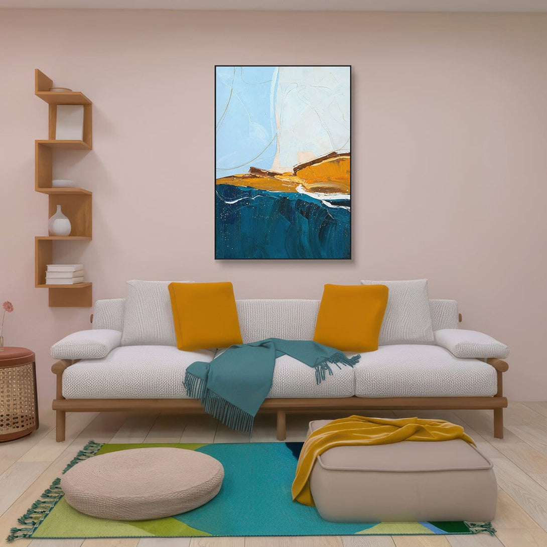 Golden Horizon-Blue & Ochre Abstract #I1712 Painting artwepaint 