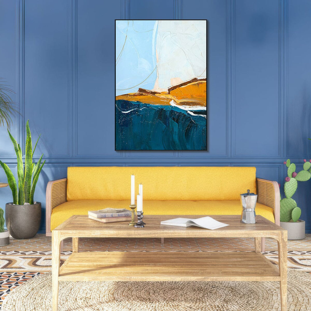 Golden Horizon-Blue & Ochre Abstract #I1712 Painting artwepaint 
