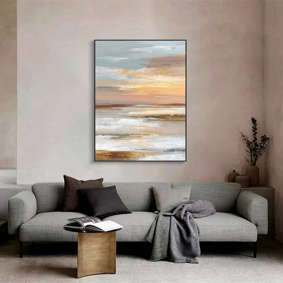 Golden Horizon – Sunset Abstract Seascape #RFX4(77) Painting artwepaint 