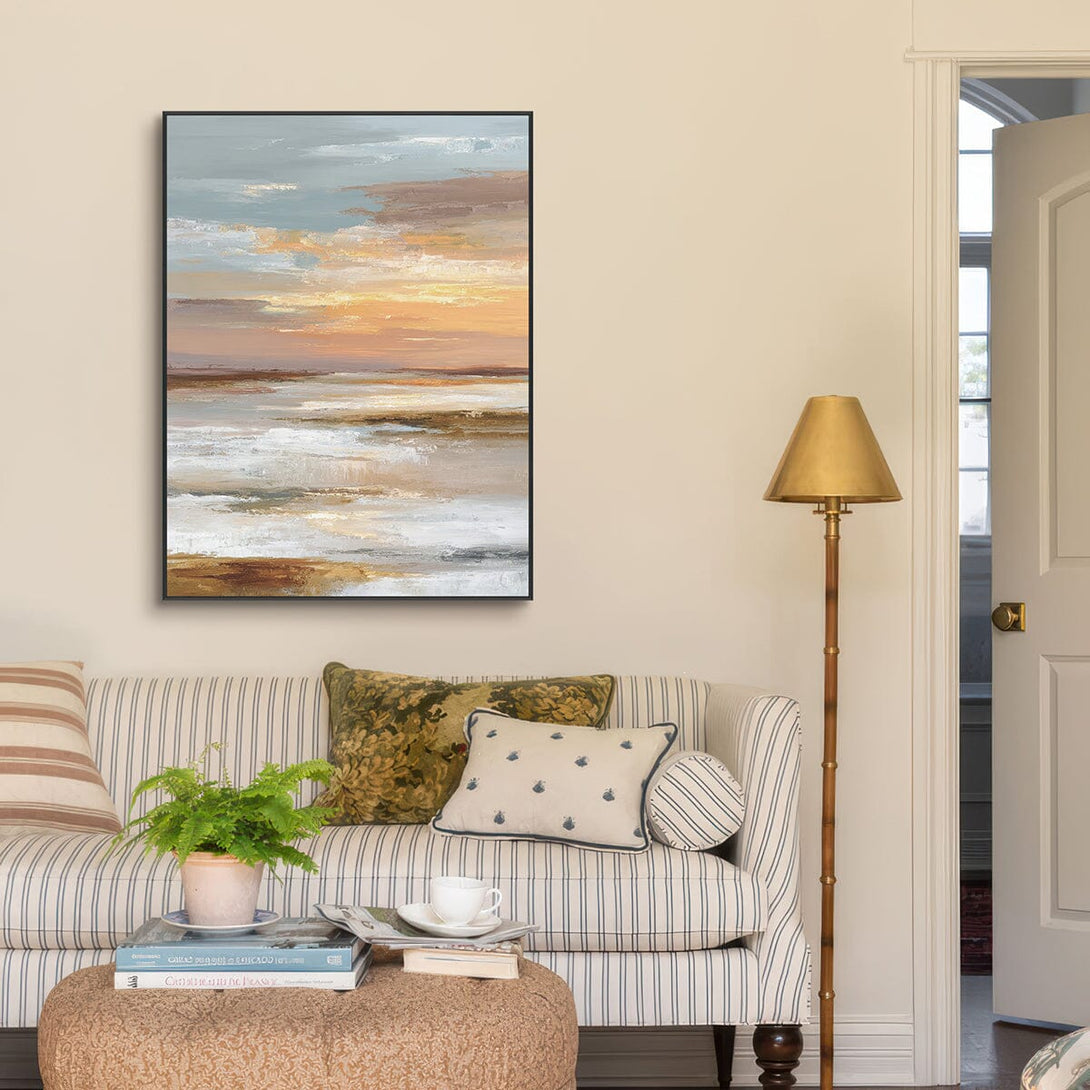 Golden Horizon – Sunset Abstract Seascape #RFX4(77) Painting artwepaint 