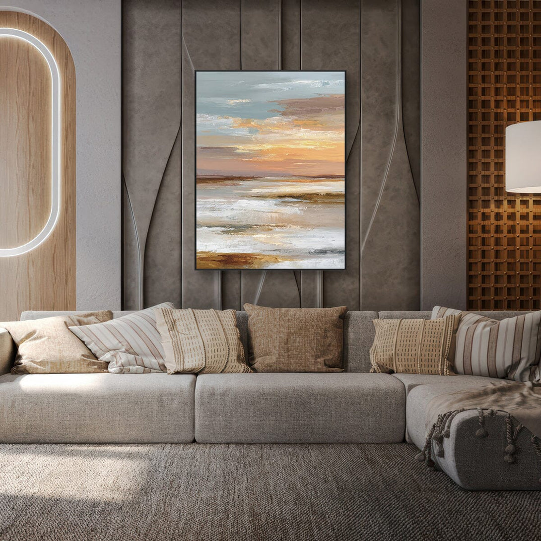 Golden Horizon – Sunset Abstract Seascape #RFX4(77) Painting artwepaint 