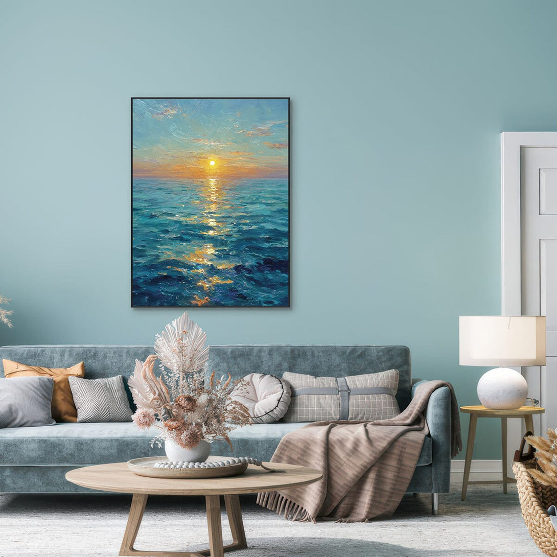 Golden Horizon-Sunset Ocean Painting #RIX1(454) Painting artwepaint 