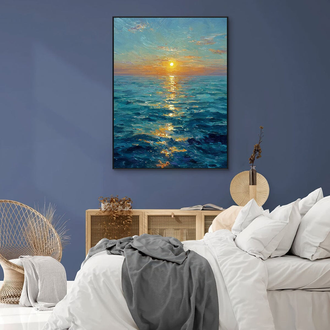 Golden Horizon-Sunset Ocean Painting #RIX1(454) Painting artwepaint 