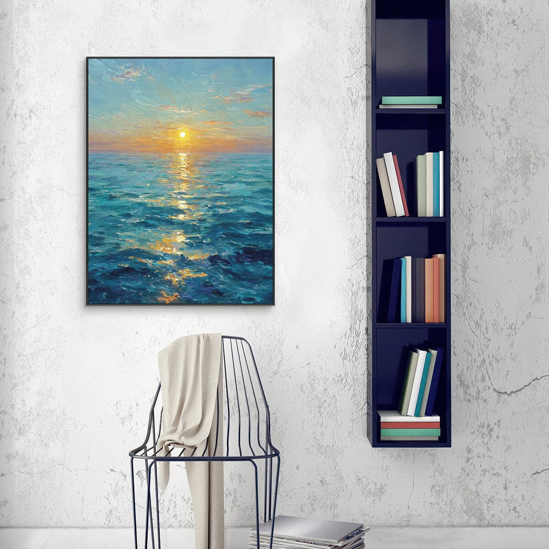 Golden Horizon-Sunset Ocean Painting #RIX1(454) Painting artwepaint 