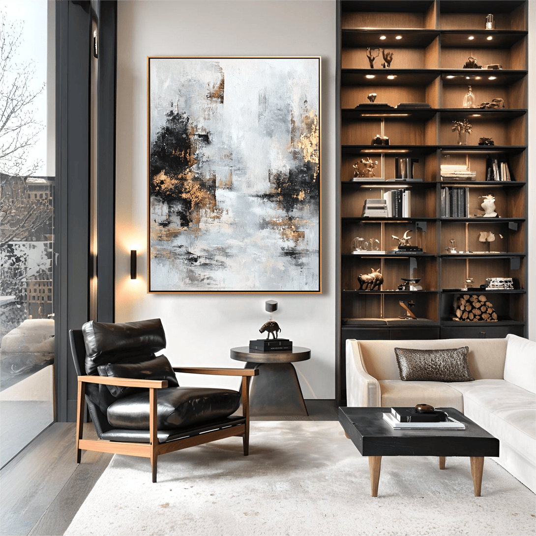 Golden Horizon – White Abstract Painting #24 Painting artwepaint 